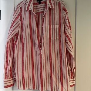 Red and White Striped Women's Shirt